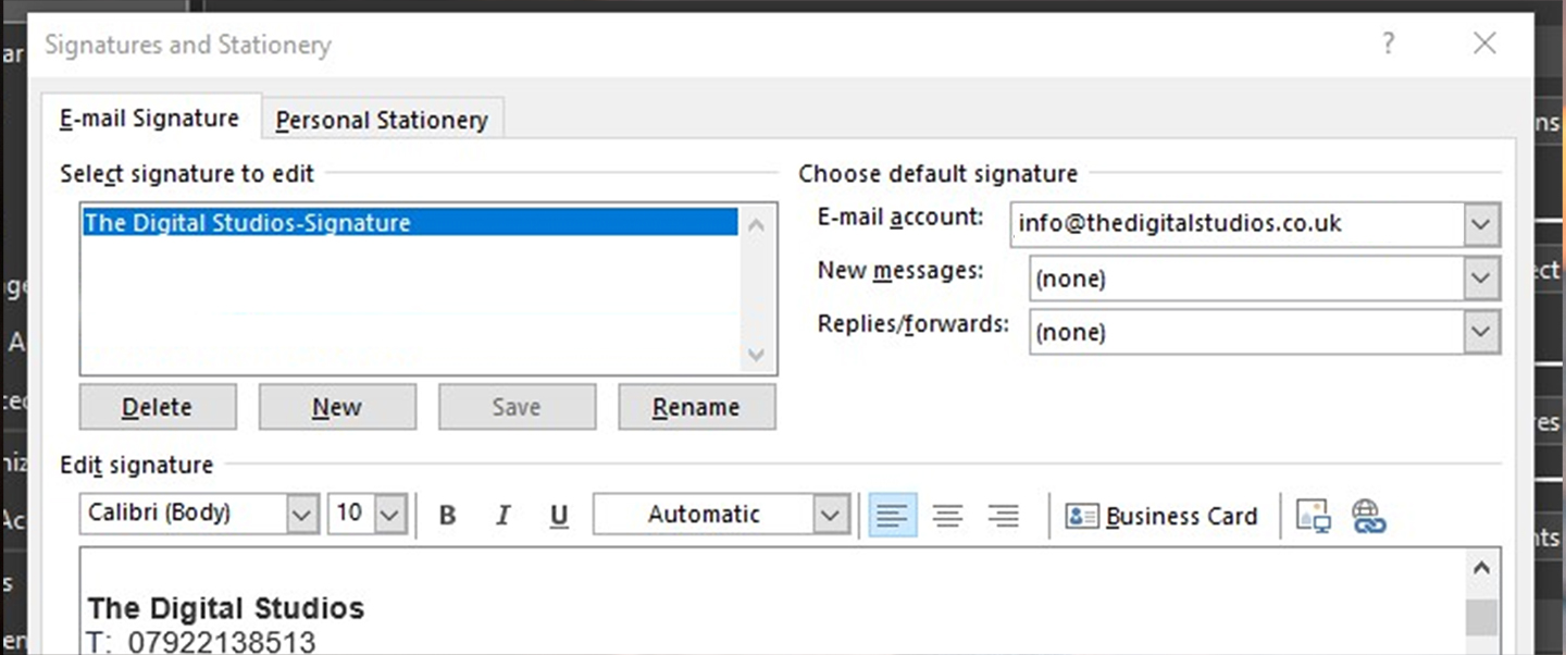 how do I add an html email signature to outlook 2016